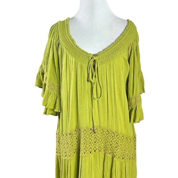 Free People Bohemian Witchy Dream On Maxi Dress Green XS NEW Crochet Gauze Fall - Picture 8 of 14